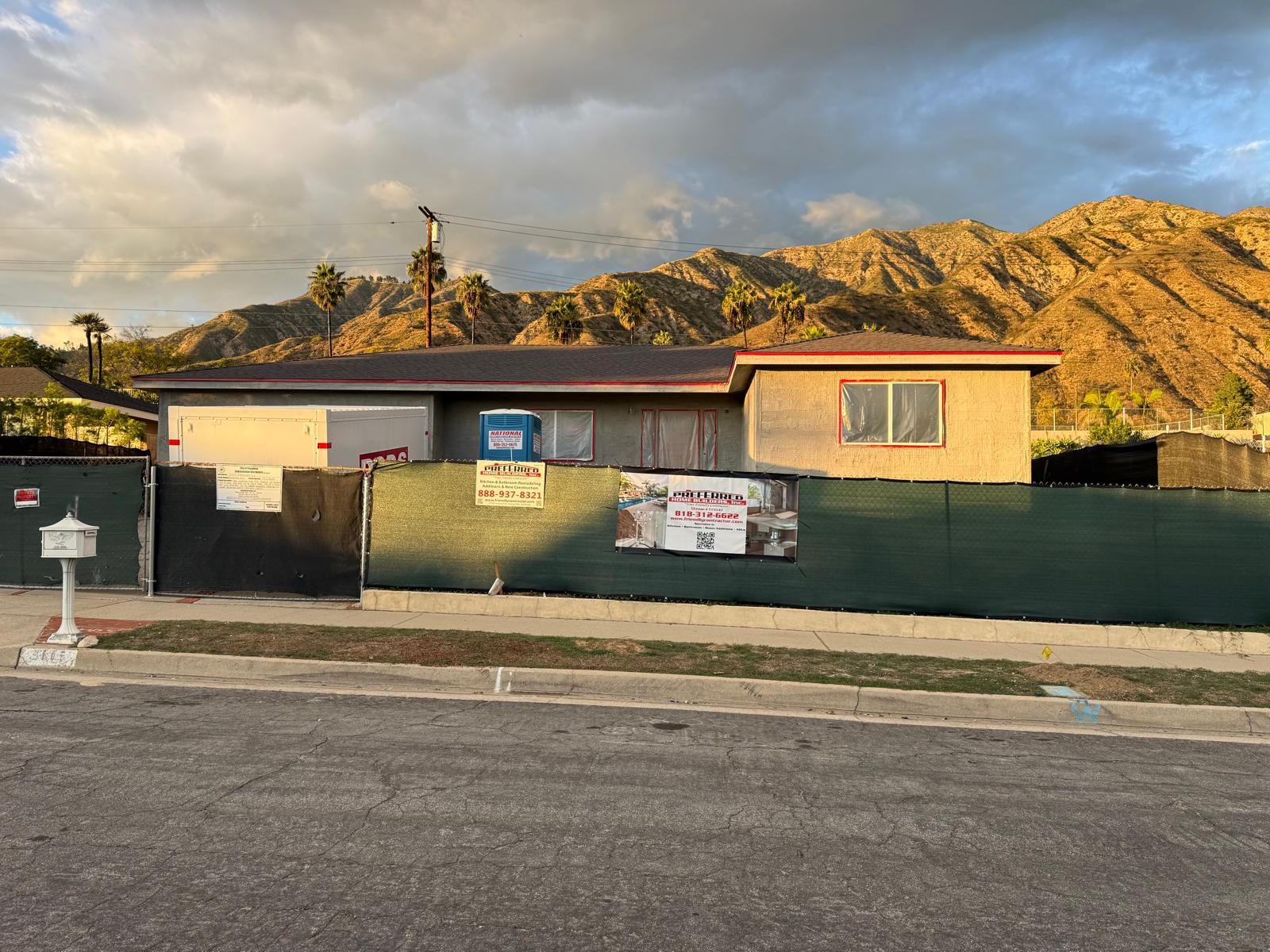 Active rebuild site in the Pasadena foothills